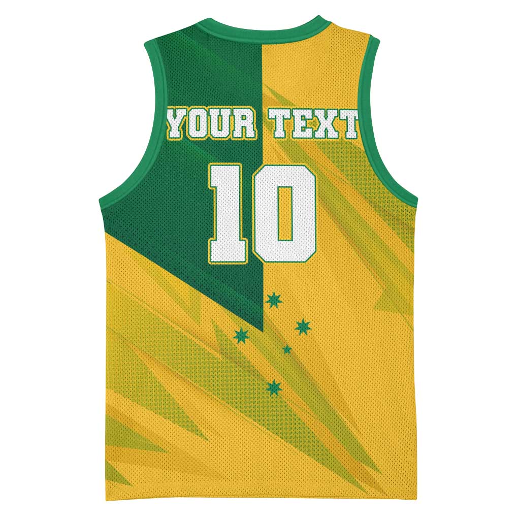Personalized Australian Jackaroo Lawn Bowls Basketball Jersey Kangaroo Bowler Green Yellow National Spirit Mascot Art