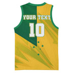 Personalized Australian Jackaroo Lawn Bowls Basketball Jersey Kangaroo Bowler Green Yellow National Spirit Mascot Art