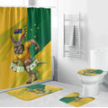 Personalized Australian Jackaroo Lawn Bowls Bathroom Set Kangaroo Bowler Green Yellow National Spirit Mascot Art