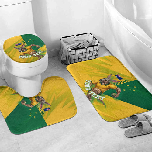 Personalized Australian Jackaroo Lawn Bowls Bathroom Set Kangaroo Bowler Green Yellow National Spirit Mascot Art