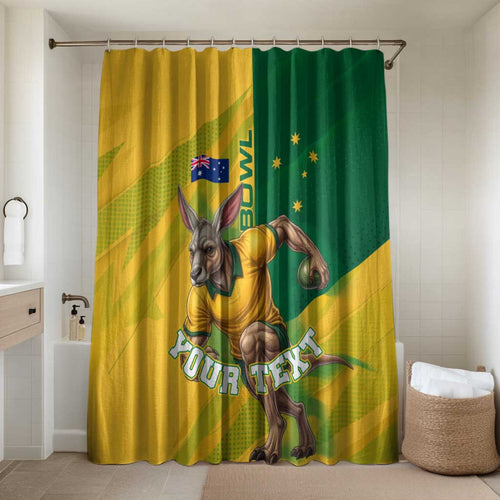 Personalized Australian Jackaroo Lawn Bowls Bathroom Set Kangaroo Bowler Green Yellow National Spirit Mascot Art