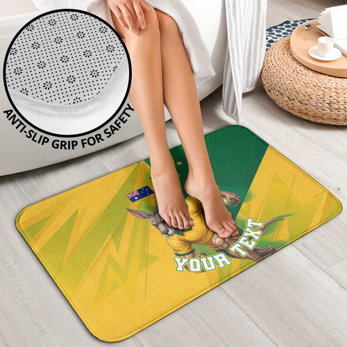 Personalized Australian Jackaroo Lawn Bowls Bathroom Set Kangaroo Bowler Green Yellow National Spirit Mascot Art