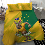 Personalized Australian Jackaroo Lawn Bowls Bedding Set Kangaroo Bowler Green Yellow National Spirit Mascot Art