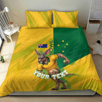 Personalized Australian Jackaroo Lawn Bowls Bedding Set Kangaroo Bowler Green Yellow National Spirit Mascot Art
