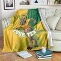Personalized Australian Jackaroo Lawn Bowls Blanket Kangaroo Bowler Green Yellow National Spirit Mascot Art