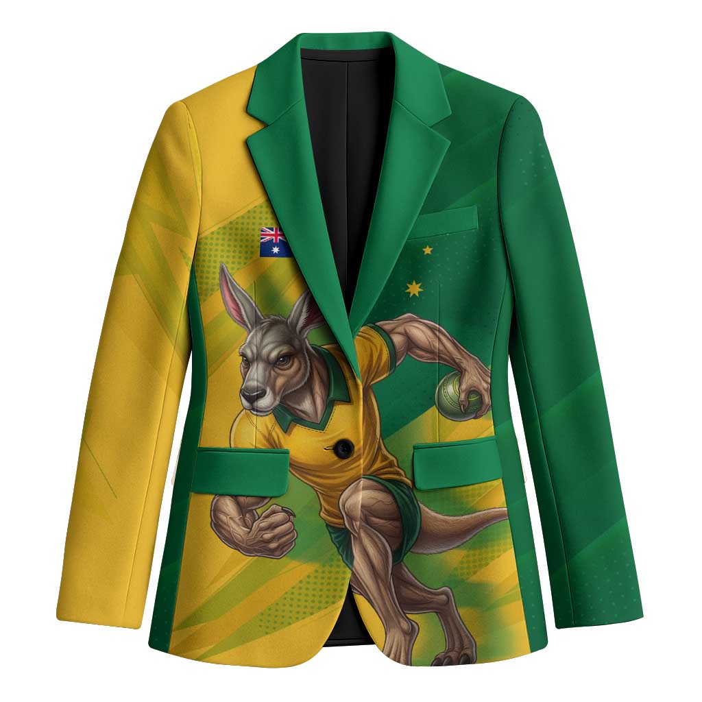 Personalized Australian Jackaroo Lawn Bowls Blazer Kangaroo Bowler Green Yellow National Spirit Mascot Art