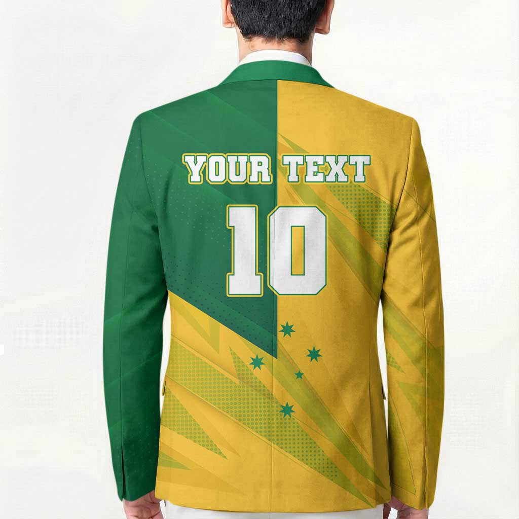 Personalized Australian Jackaroo Lawn Bowls Blazer Kangaroo Bowler Green Yellow National Spirit Mascot Art