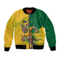 Personalized Australian Jackaroo Lawn Bowls Bomber Jacket Kangaroo Bowler Green Yellow National Spirit Mascot Art