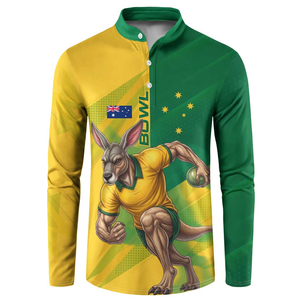 Personalized Australian Jackaroo Lawn Bowls Button Sweatshirt Kangaroo Bowler Green Yellow National Spirit Mascot Art
