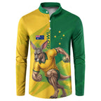 Personalized Australian Jackaroo Lawn Bowls Button Sweatshirt Kangaroo Bowler Green Yellow National Spirit Mascot Art