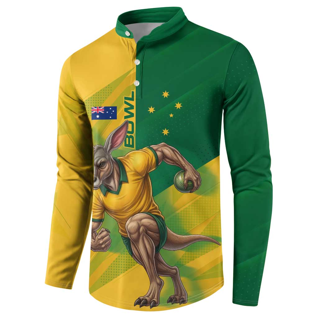 Personalized Australian Jackaroo Lawn Bowls Button Sweatshirt Kangaroo Bowler Green Yellow National Spirit Mascot Art