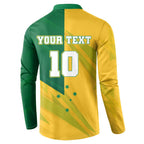 Personalized Australian Jackaroo Lawn Bowls Button Sweatshirt Kangaroo Bowler Green Yellow National Spirit Mascot Art