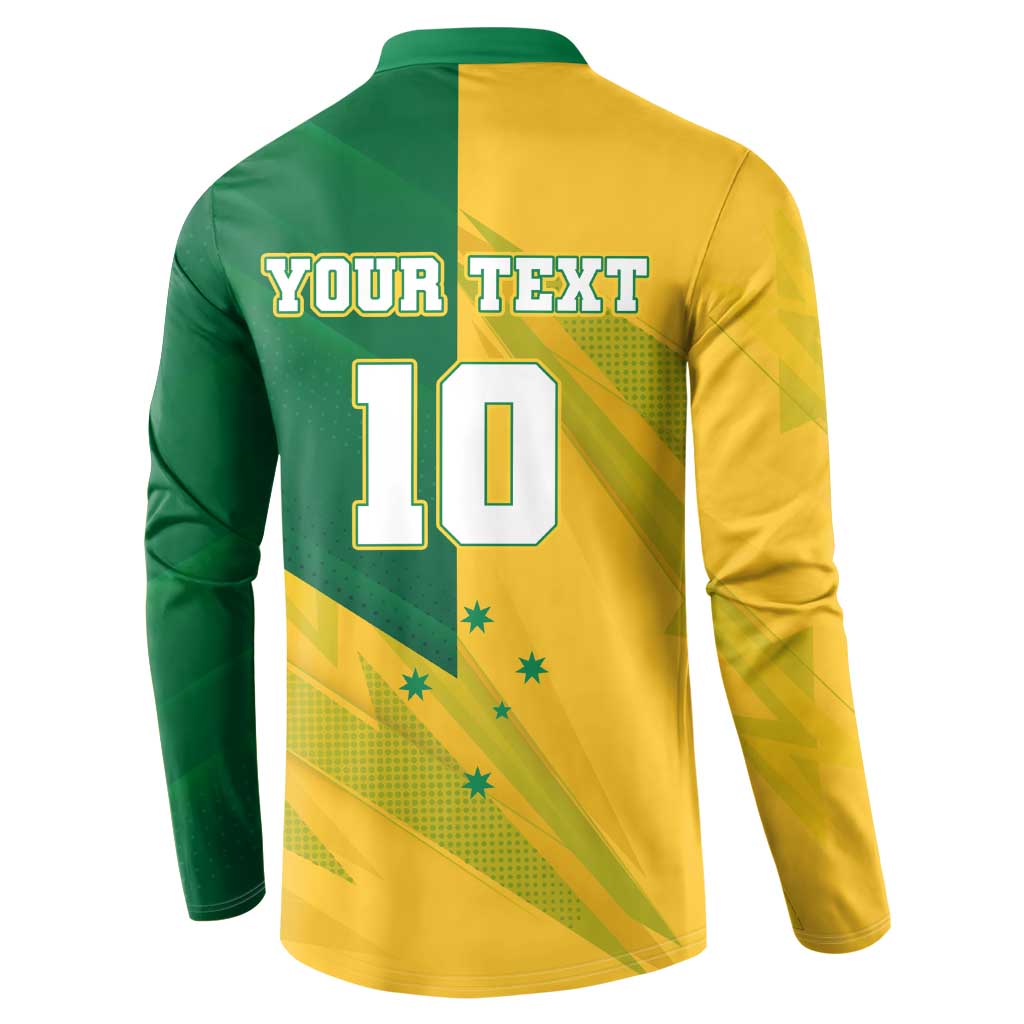 Personalized Australian Jackaroo Lawn Bowls Button Sweatshirt Kangaroo Bowler Green Yellow National Spirit Mascot Art