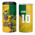 Personalized Australian Jackaroo Lawn Bowls 4 in 1 Can Cooler Tumbler Kangaroo Bowler Green Yellow National Spirit Mascot Art