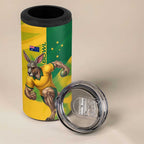 Personalized Australian Jackaroo Lawn Bowls 4 in 1 Can Cooler Tumbler Kangaroo Bowler Green Yellow National Spirit Mascot Art