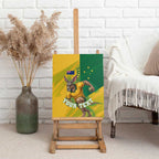 Personalized Australian Jackaroo Lawn Bowls Canvas Wall Art Kangaroo Bowler Green Yellow National Spirit Mascot Art