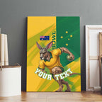Personalized Australian Jackaroo Lawn Bowls Canvas Wall Art Kangaroo Bowler Green Yellow National Spirit Mascot Art