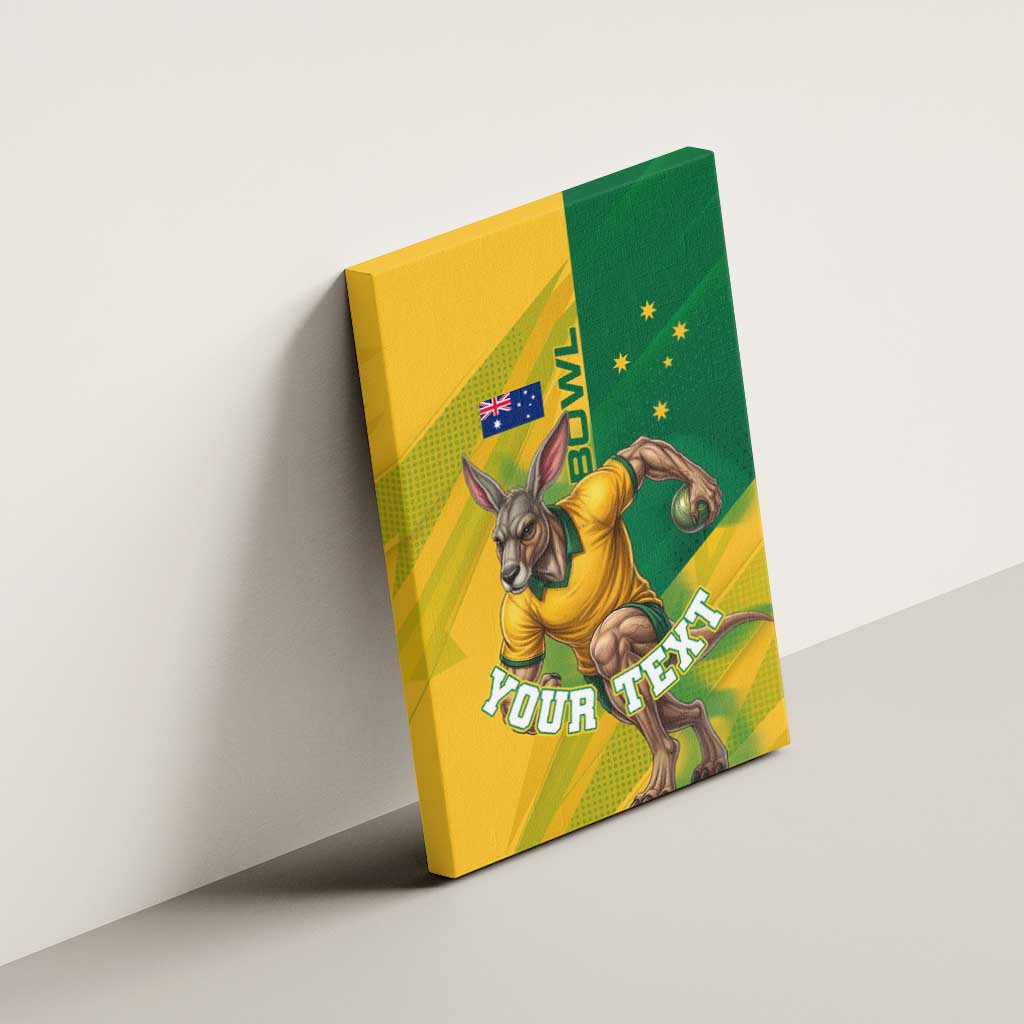 Personalized Australian Jackaroo Lawn Bowls Canvas Wall Art Kangaroo Bowler Green Yellow National Spirit Mascot Art