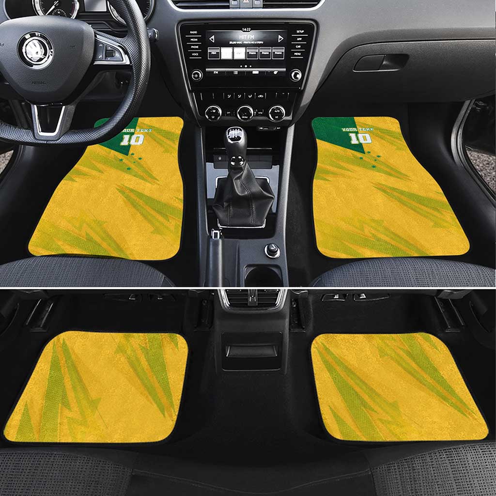 Personalized Australian Jackaroo Lawn Bowls Car Mats Kangaroo Bowler Green Yellow National Spirit Mascot Art
