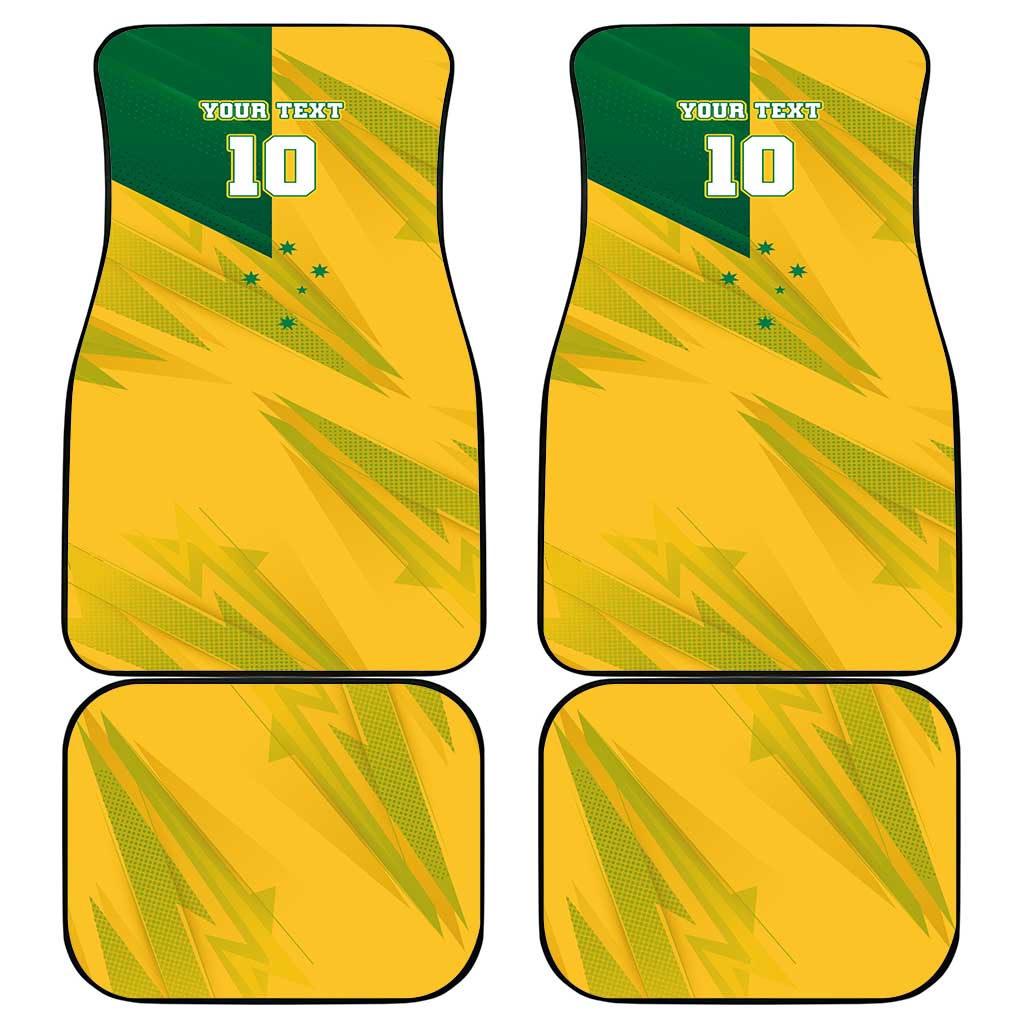 Personalized Australian Jackaroo Lawn Bowls Car Mats Kangaroo Bowler Green Yellow National Spirit Mascot Art