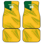 Personalized Australian Jackaroo Lawn Bowls Car Mats Kangaroo Bowler Green Yellow National Spirit Mascot Art