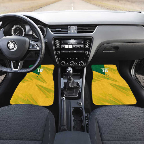 Personalized Australian Jackaroo Lawn Bowls Car Mats Kangaroo Bowler Green Yellow National Spirit Mascot Art