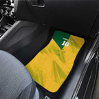 Personalized Australian Jackaroo Lawn Bowls Car Mats Kangaroo Bowler Green Yellow National Spirit Mascot Art