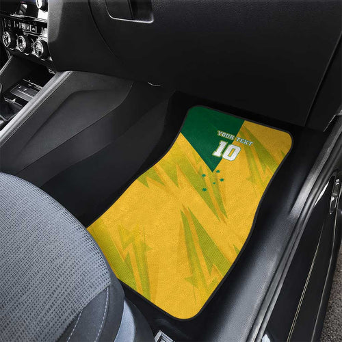 Personalized Australian Jackaroo Lawn Bowls Car Mats Kangaroo Bowler Green Yellow National Spirit Mascot Art