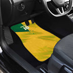Personalized Australian Jackaroo Lawn Bowls Car Mats Kangaroo Bowler Green Yellow National Spirit Mascot Art