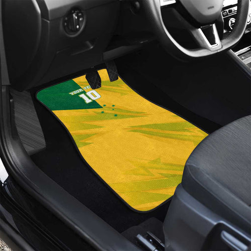 Personalized Australian Jackaroo Lawn Bowls Car Mats Kangaroo Bowler Green Yellow National Spirit Mascot Art
