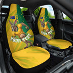 Personalized Australian Jackaroo Lawn Bowls Car Seat Cover Kangaroo Bowler Green Yellow National Spirit Mascot Art