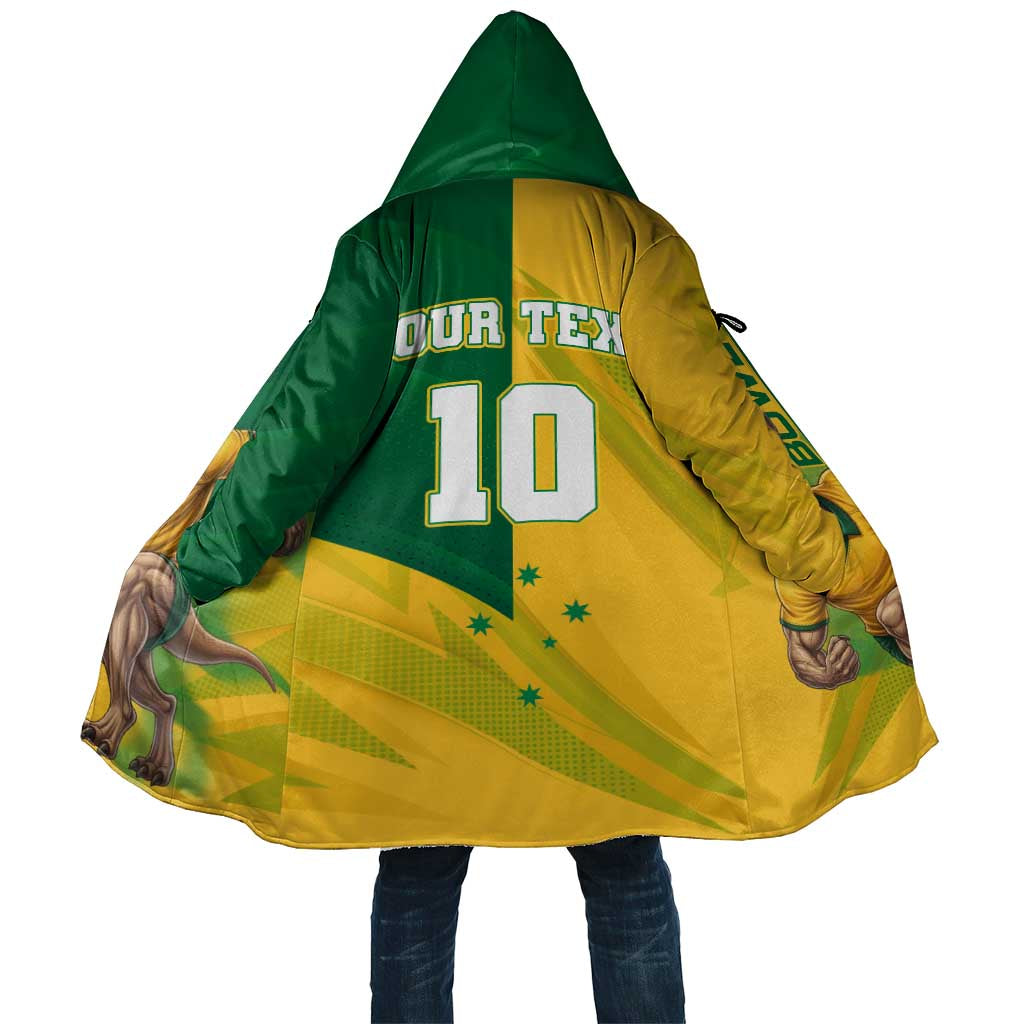 Personalized Australian Jackaroo Lawn Bowls Cloak Kangaroo Bowler Green Yellow National Spirit Mascot Art