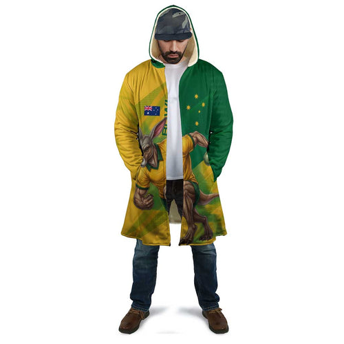 Personalized Australian Jackaroo Lawn Bowls Cloak Kangaroo Bowler Green Yellow National Spirit Mascot Art