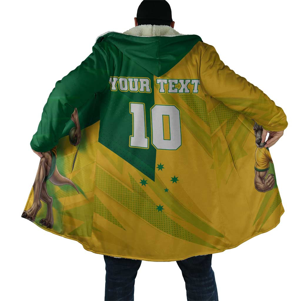 Personalized Australian Jackaroo Lawn Bowls Cloak Kangaroo Bowler Green Yellow National Spirit Mascot Art