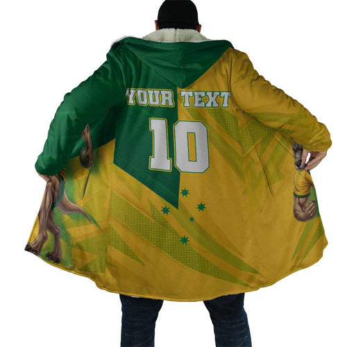 Personalized Australian Jackaroo Lawn Bowls Cloak Kangaroo Bowler Green Yellow National Spirit Mascot Art