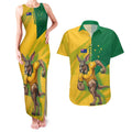 Personalized Australian Jackaroo Lawn Bowls Couples Matching Tank Maxi Dress and Hawaiian Shirt Kangaroo Bowler Green Yellow National Spirit Mascot Art