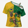 Personalized Australian Jackaroo Lawn Bowls Cross Shoulder Shirt Kangaroo Bowler Green Yellow National Spirit Mascot Art