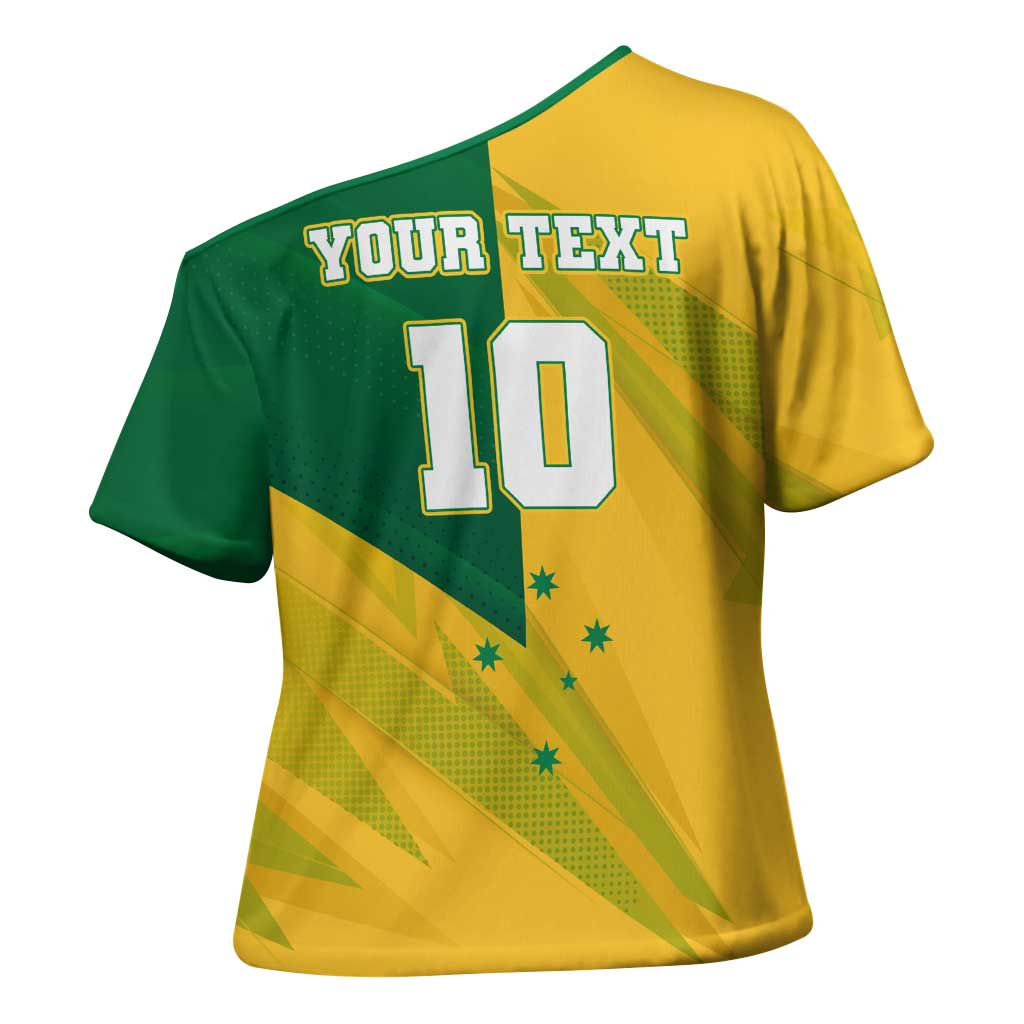 Personalized Australian Jackaroo Lawn Bowls Cross Shoulder Shirt Kangaroo Bowler Green Yellow National Spirit Mascot Art