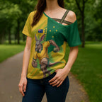 Personalized Australian Jackaroo Lawn Bowls Cross Shoulder Shirt Kangaroo Bowler Green Yellow National Spirit Mascot Art