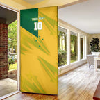 Personalized Australian Jackaroo Lawn Bowls Door Cover Kangaroo Bowler Green Yellow National Spirit Mascot Art