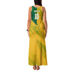 Personalized Australian Jackaroo Lawn Bowls Family Matching Tank Maxi Dress and Hawaiian Shirt Kangaroo Bowler Green Yellow National Spirit Mascot Art
