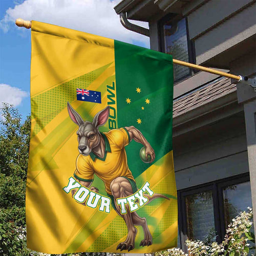 Personalized Australian Jackaroo Lawn Bowls Garden Flag Kangaroo Bowler Green Yellow National Spirit Mascot Art