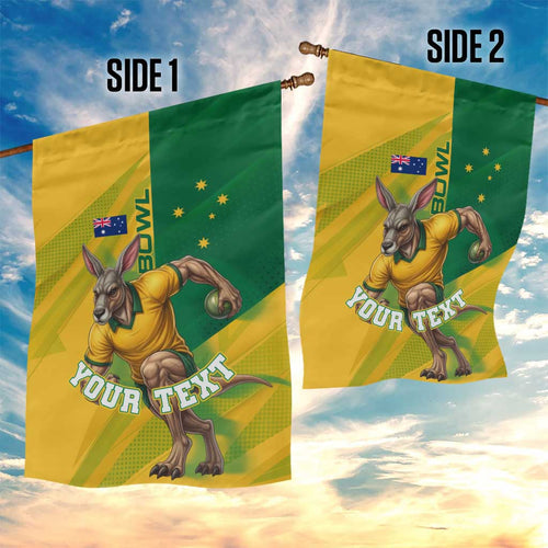 Personalized Australian Jackaroo Lawn Bowls Garden Flag Kangaroo Bowler Green Yellow National Spirit Mascot Art