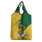 Personalized Australian Jackaroo Lawn Bowls Grocery Bag Kangaroo Bowler Green Yellow National Spirit Mascot Art