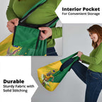 Personalized Australian Jackaroo Lawn Bowls Grocery Bag Kangaroo Bowler Green Yellow National Spirit Mascot Art