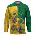 Personalized Australian Jackaroo Lawn Bowls Hockey Jersey Kangaroo Bowler Green Yellow National Spirit Mascot Art