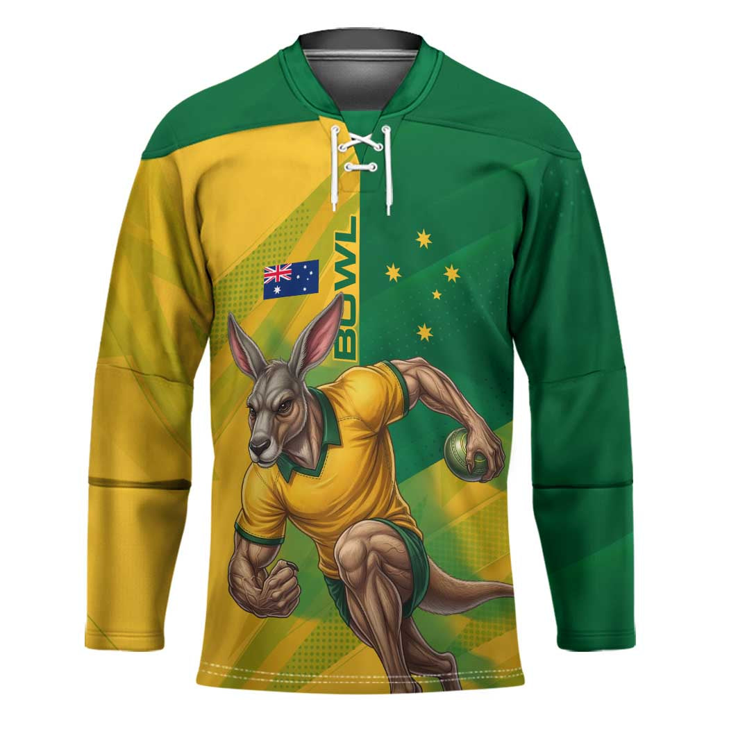 Personalized Australian Jackaroo Lawn Bowls Hockey Jersey Kangaroo Bowler Green Yellow National Spirit Mascot Art