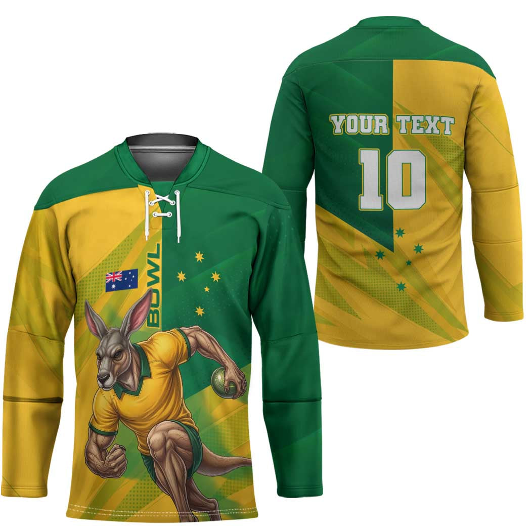 Personalized Australian Jackaroo Lawn Bowls Hockey Jersey Kangaroo Bowler Green Yellow National Spirit Mascot Art
