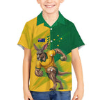 Personalized Australian Jackaroo Lawn Bowls Kid Hawaiian Shirt Kangaroo Bowler Green Yellow National Spirit Mascot Art