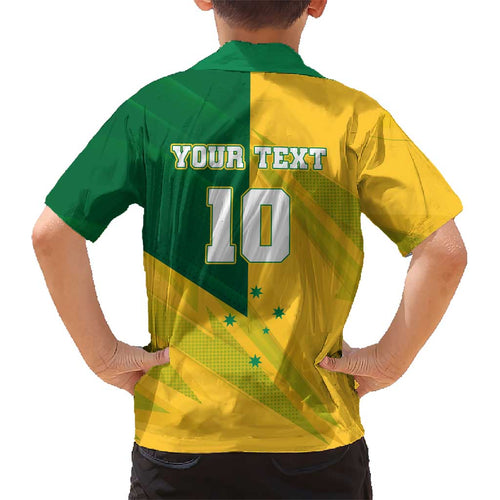 Personalized Australian Jackaroo Lawn Bowls Kid Hawaiian Shirt Kangaroo Bowler Green Yellow National Spirit Mascot Art